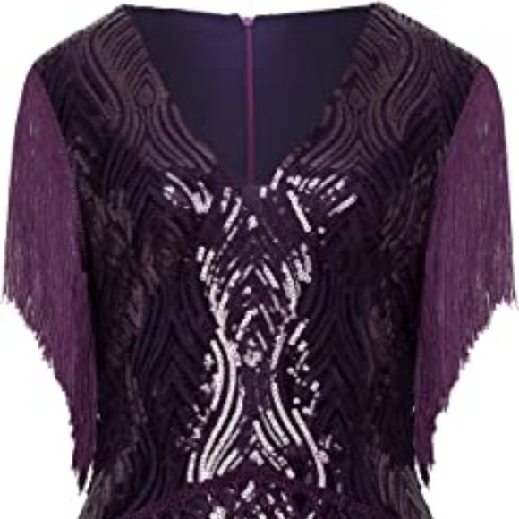 BABEYOND 1920s Flapper Long Fringed Gatsby Dress Roaring 20s Sequins Dress - Picture 4 of 4
